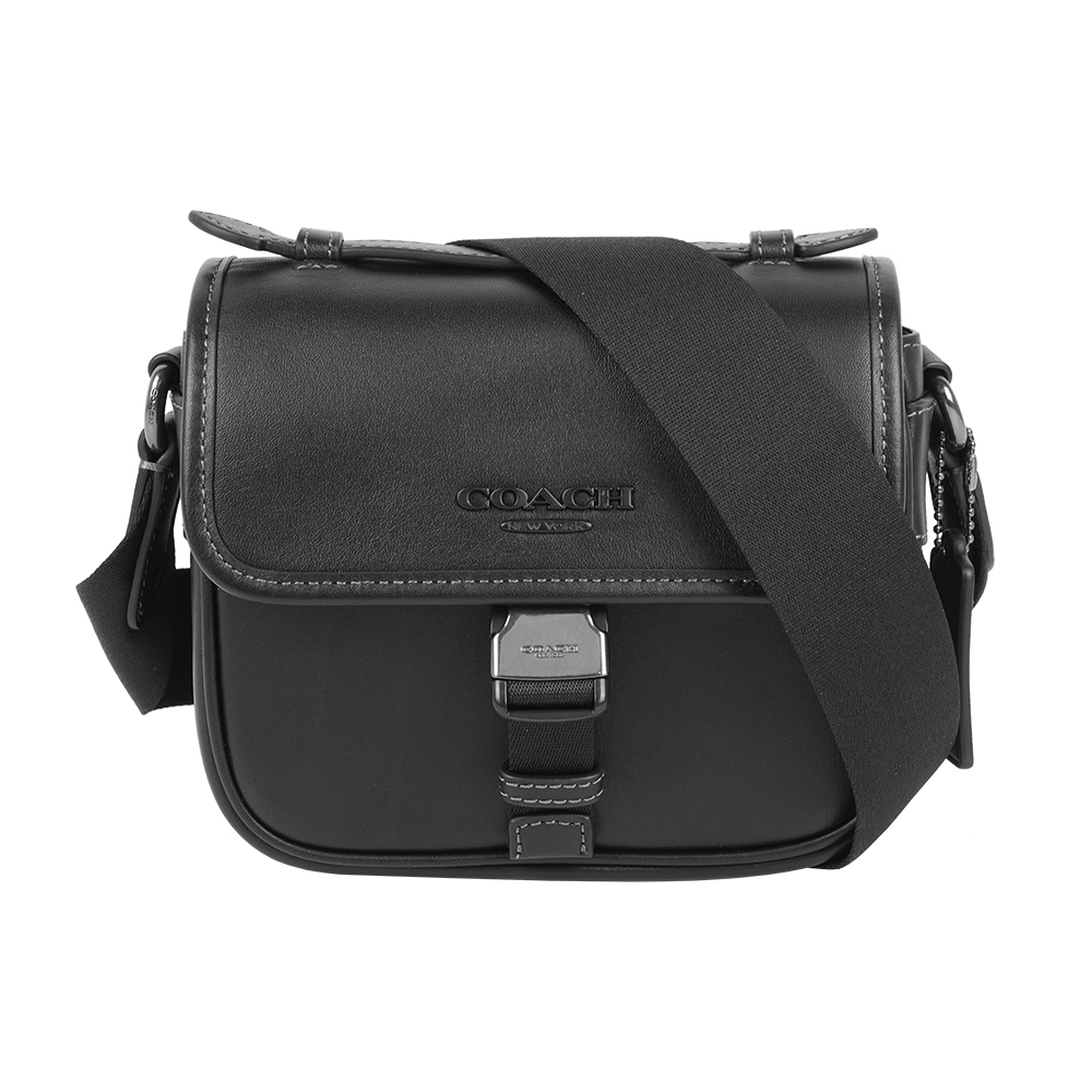 【COACH】Racer 平滑小牛皮釦式手提包/斜背包(黑色)