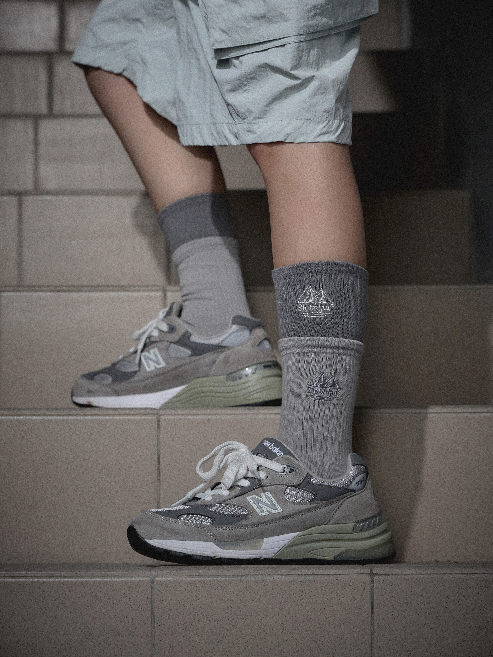 九色旗幟刺繡雙層長襪