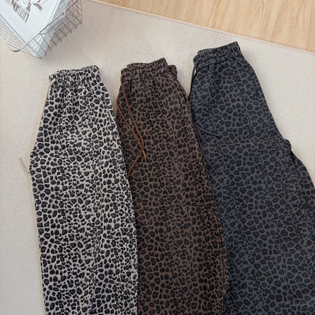 602 鬆緊豹紋彎刀褲