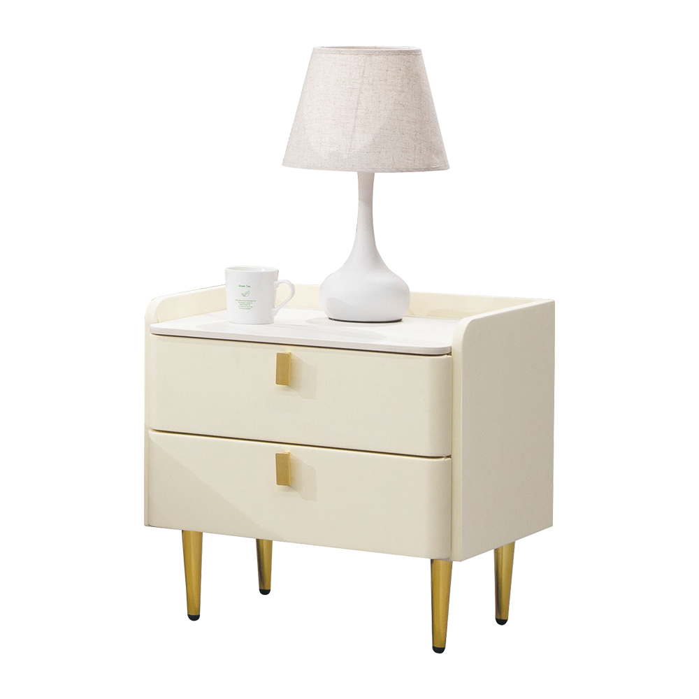 桑達1.7尺岩板皮革床頭櫃/米白色床頭櫃/二抽收納櫃/置物小邊櫃/小茶几