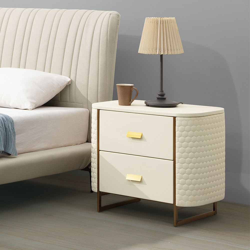 維恩1.8尺皮革造型床頭櫃/米白色床頭櫃/二抽收納櫃/置物小邊櫃/小茶几