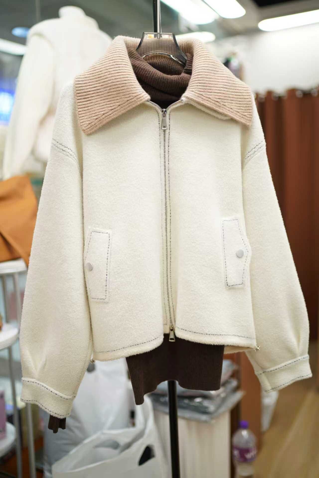 領可拆彷水貂毛外套(15047)