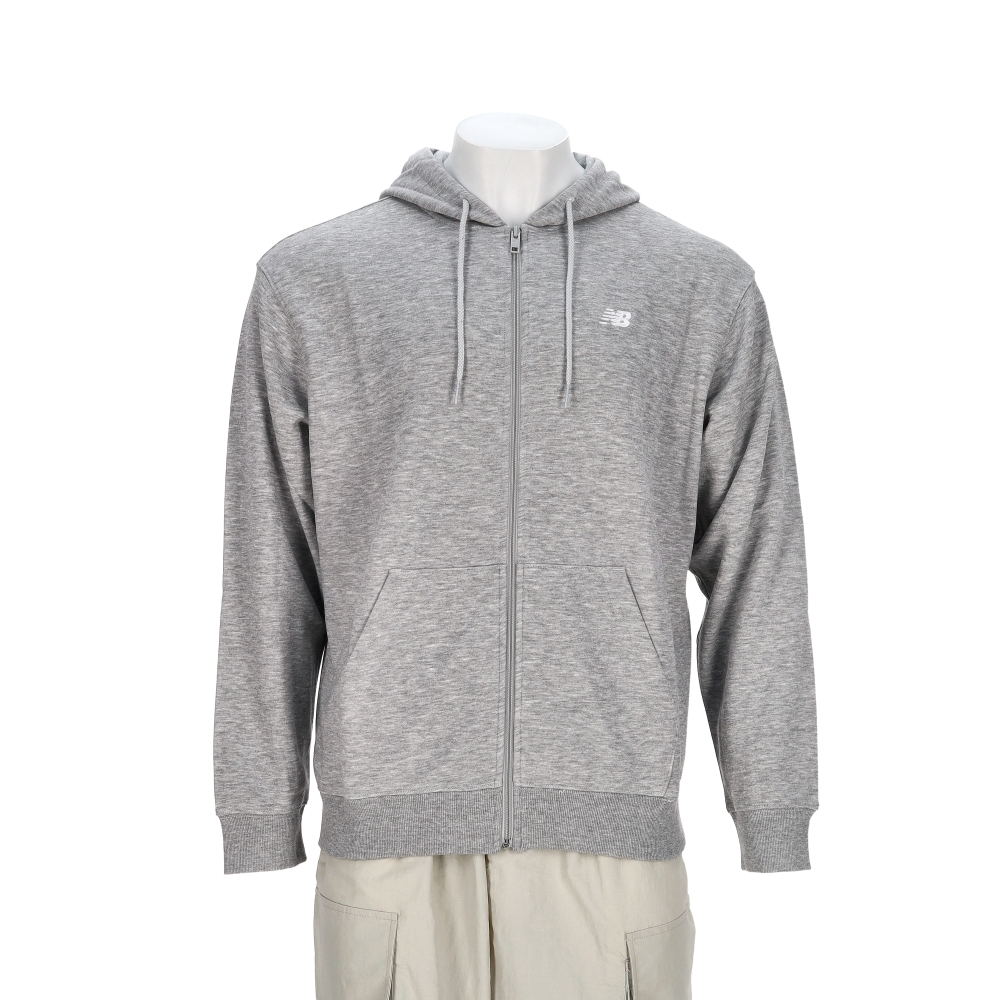 New Balance 男款 灰色 NB 美規 棉質 刺繡 連帽 外套 MJ41501AG