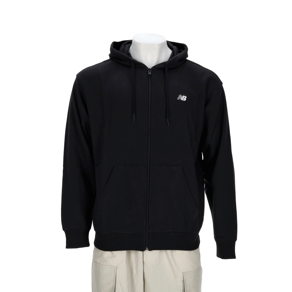 New Balance 男款 黑色 NB 美規 棉質 刺繡 連帽 外套 MJ41501BK