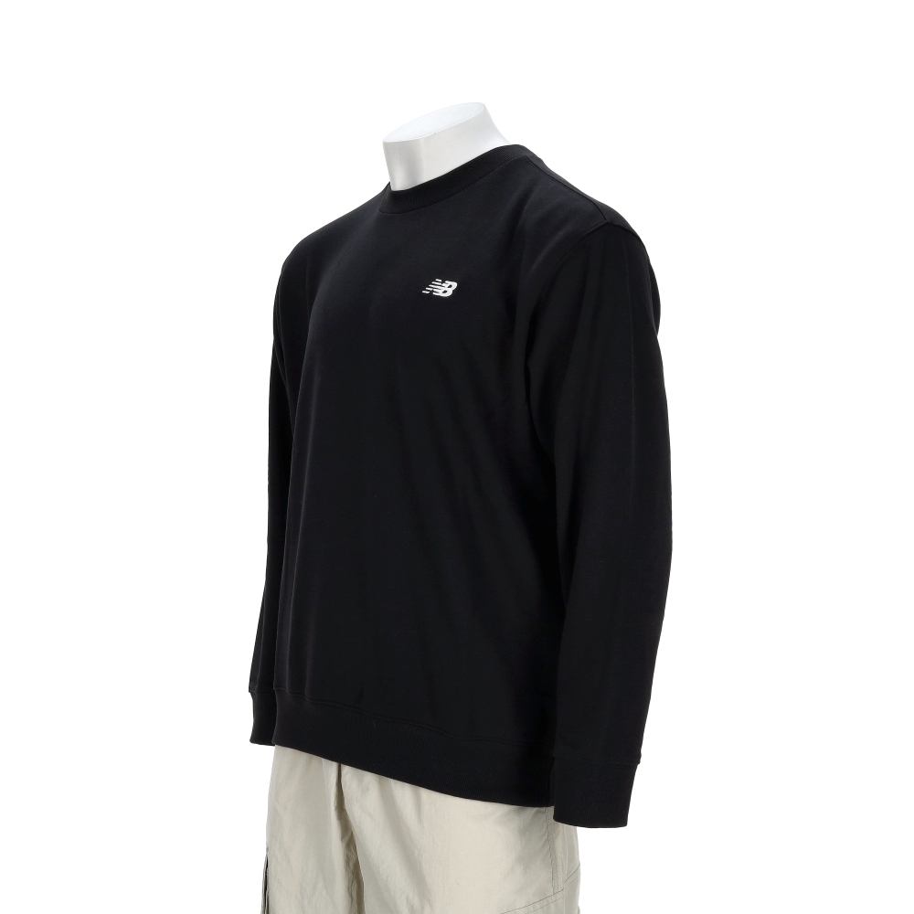 New Balance 男款 黑色 NB 圓領 LOGO 上衣 休閒 長袖 MT41507BK