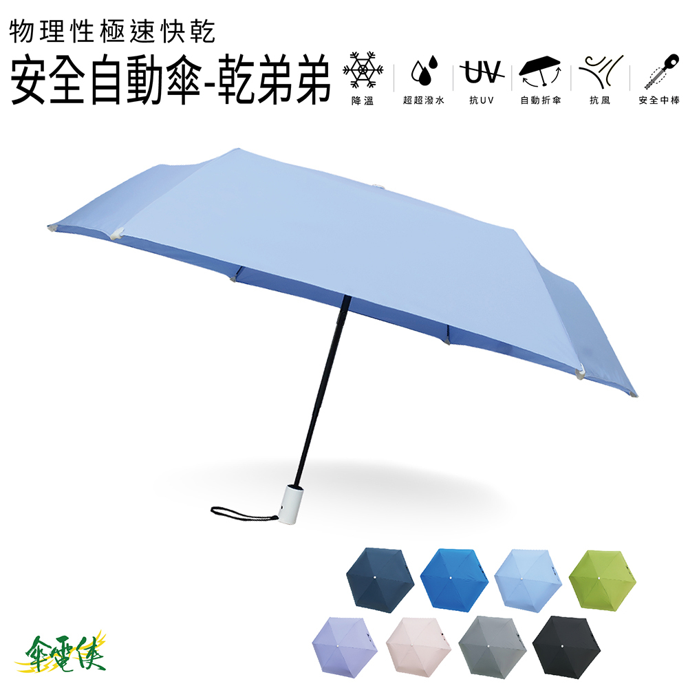 【傘電俠】23吋 極速快乾 桃皮 超超撥水安全自動開收傘 - 乾弟弟 05-580017