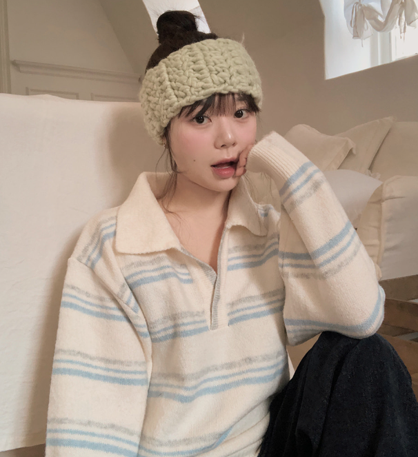 春季預訂｜撞色條紋領針織衫