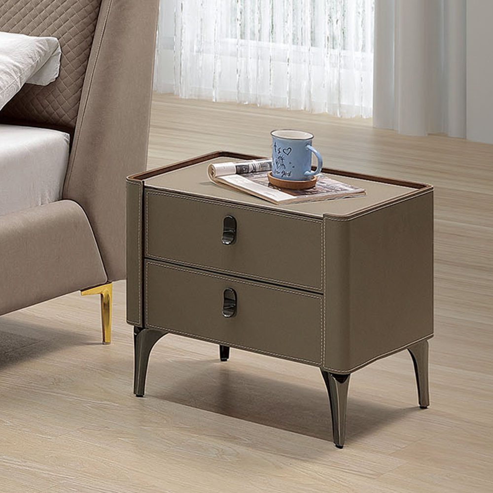 哈克1.7尺高級馬鞍皮革床頭櫃/二抽收納櫃/置物小邊櫃/小茶几
