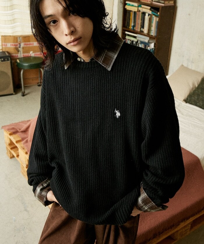 限時特價預購┃U.S. POLO ASSN. 刺繡 圓領 寬鬆 針織 毛衣