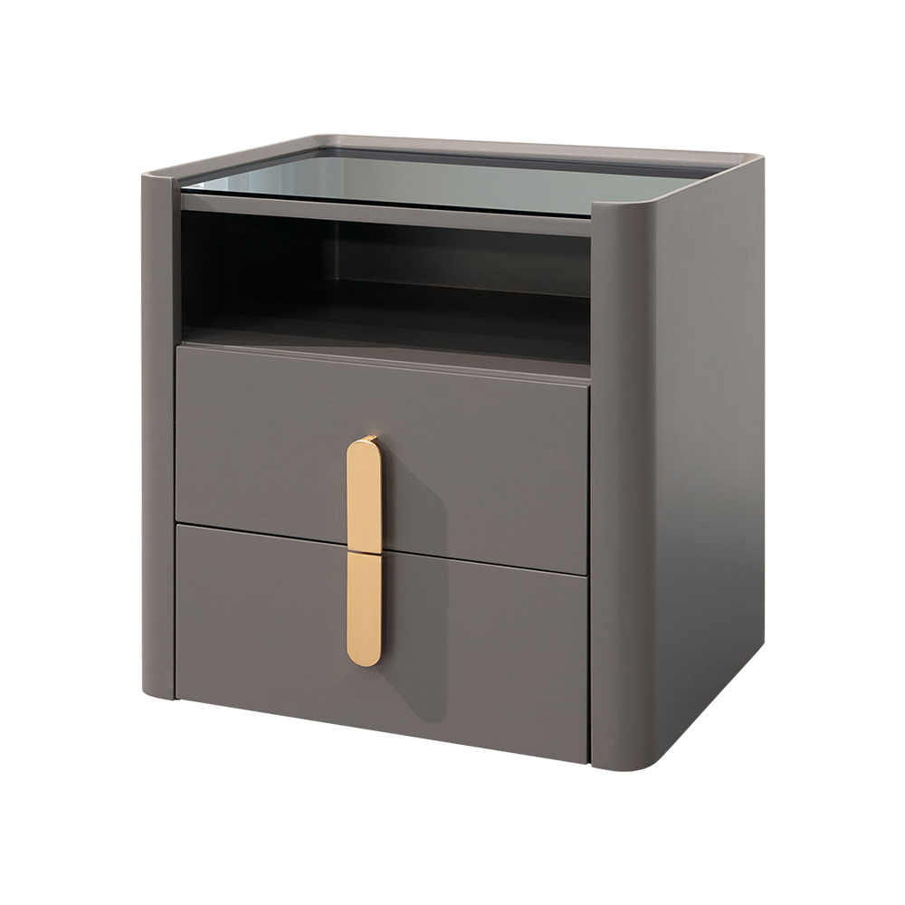 柯曼1.6尺玻璃床頭櫃/灰色床頭櫃/二抽收納櫃/置物小邊櫃/小茶几
