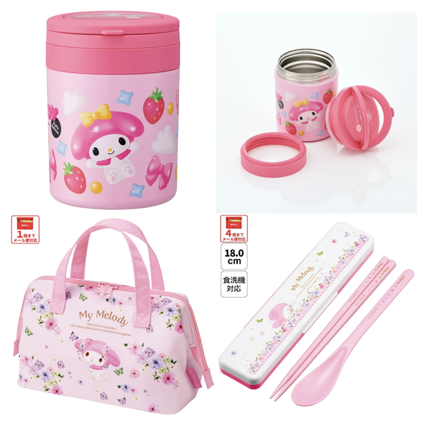 日本 Skater 保溫飯壺 + 保溫飯袋 + 餐具套裝 - My Melody