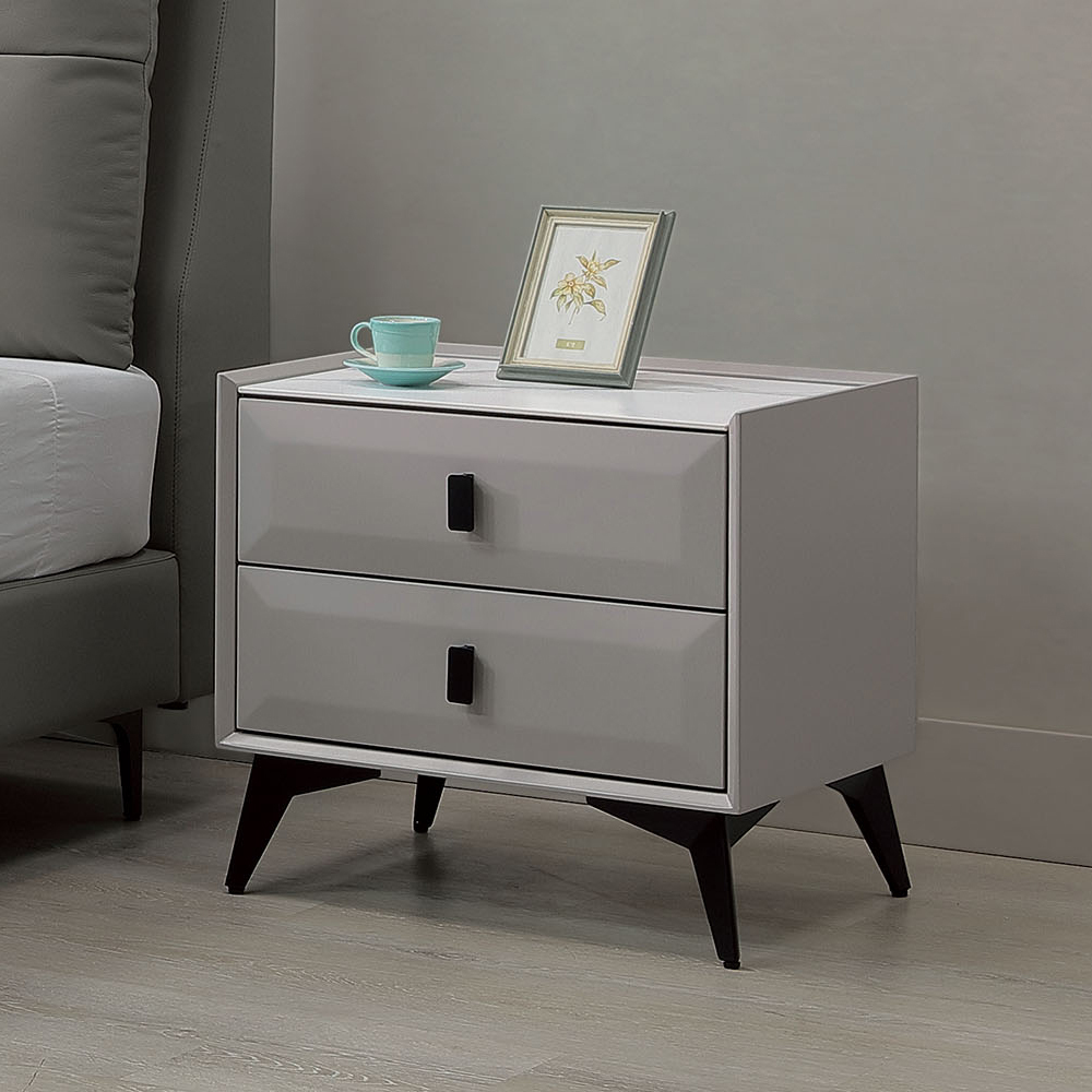 萊格1.7尺岩板床頭櫃/灰色床頭櫃/二抽收納櫃/置物小邊櫃/小茶几