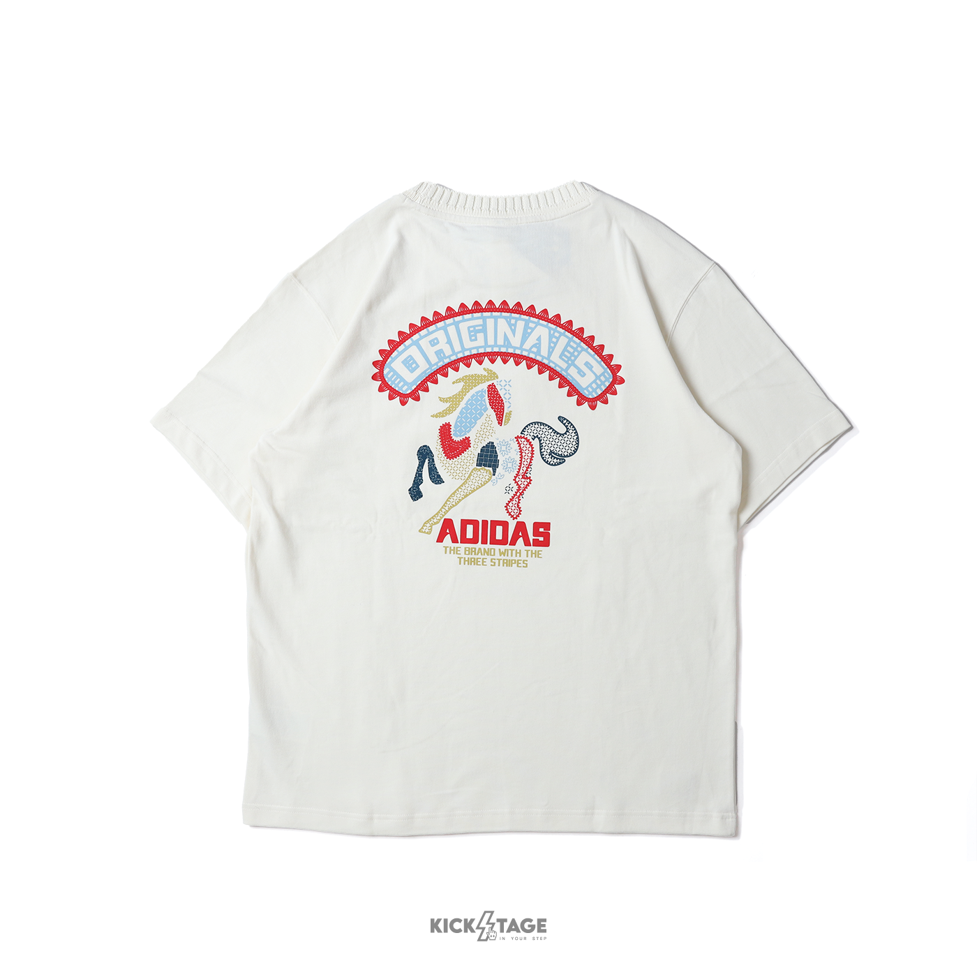 ADIDAS LNY TEE CNY 米白色馬年三葉草新年寬鬆純棉短T【KT0713】