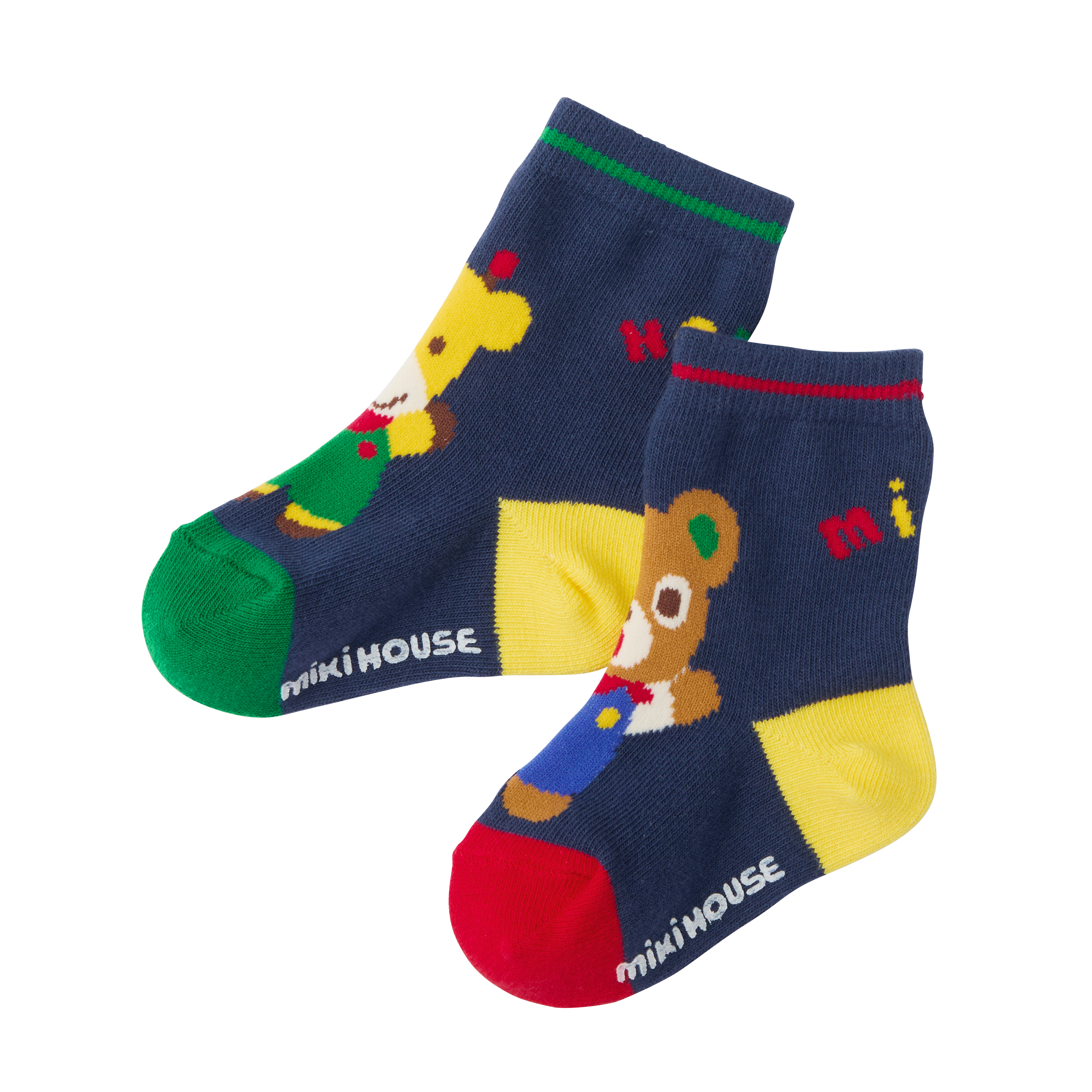 普吉熊與好友編織中筒襪-海軍藍