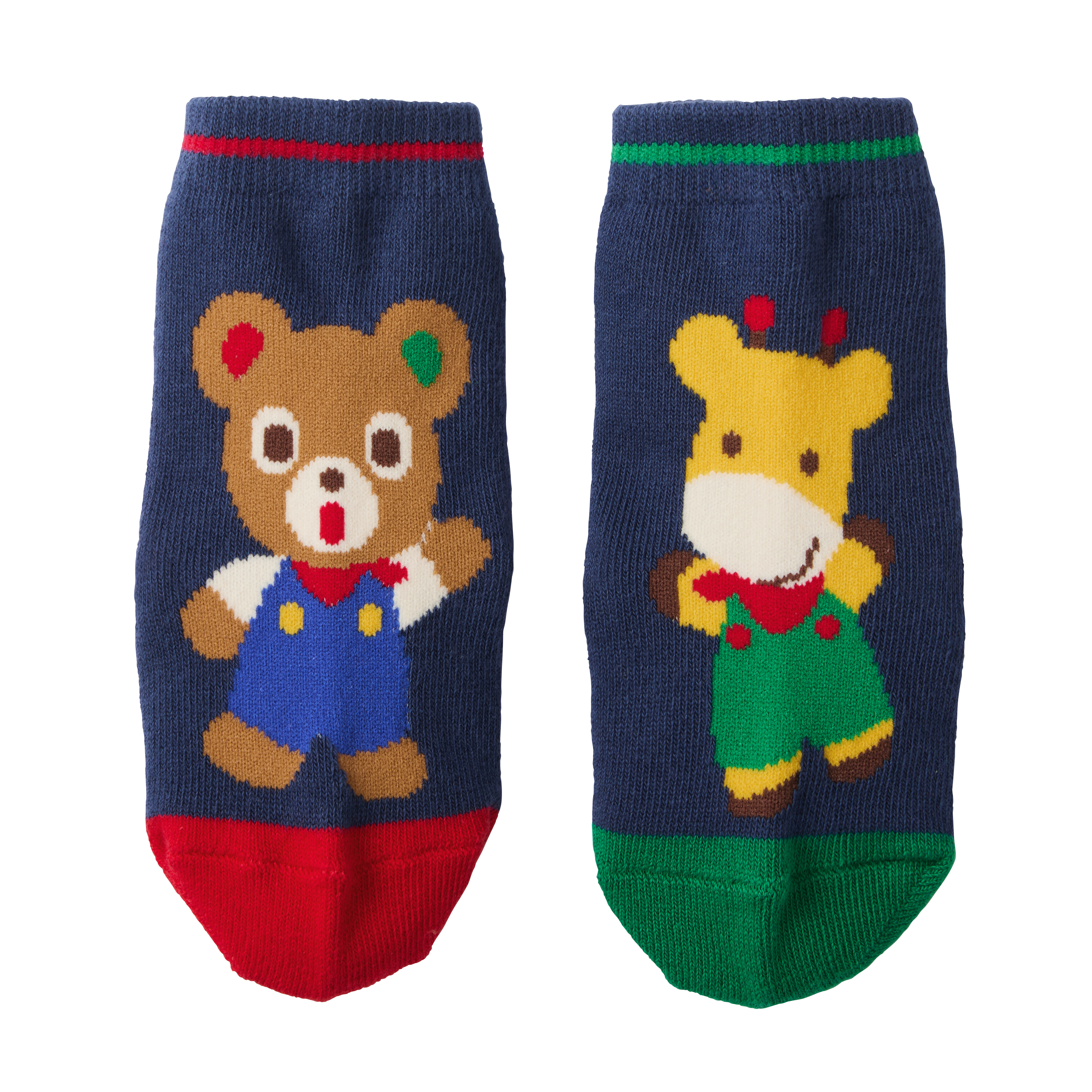 普吉熊與好友編織中筒襪-海軍藍