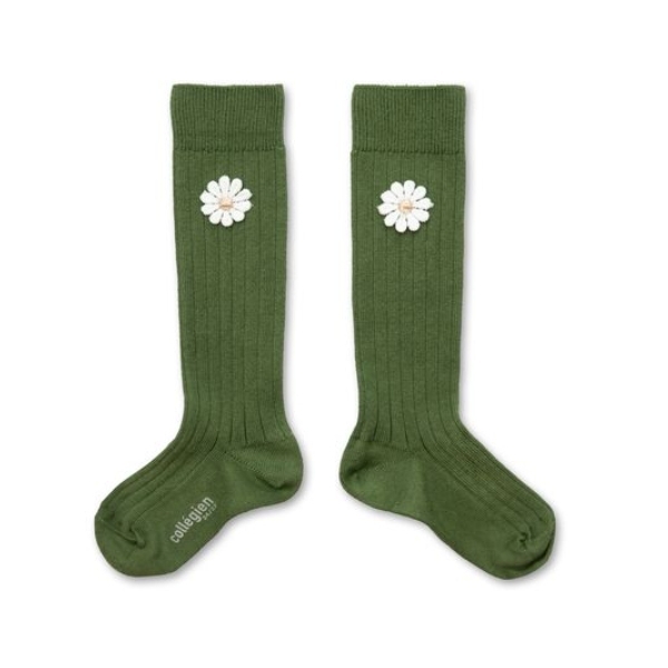 (預購) COLLEGIEN 雛菊羅紋長襪 Valentine - 855 Avocat 酪梨綠