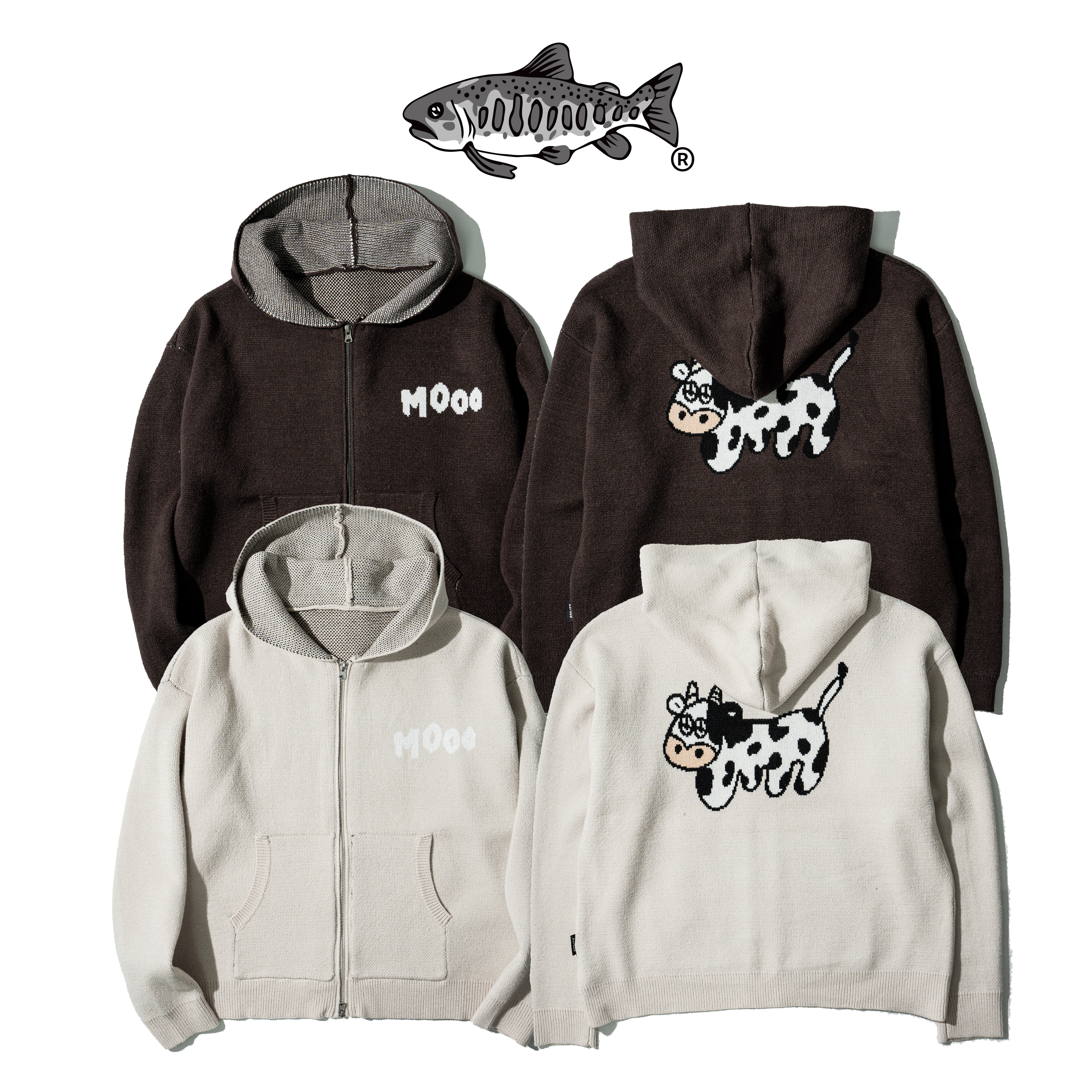 AGILITY CREW Knit Zip Hoodie Vol.3 圖像 乳牛 連帽外套 [CW-CREW]