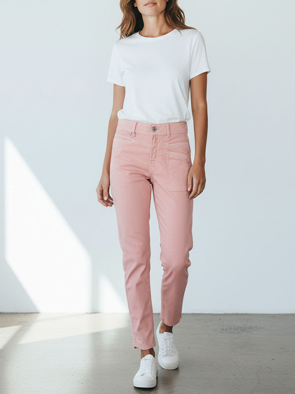 HIGH 前短後長長褲(淺粉)