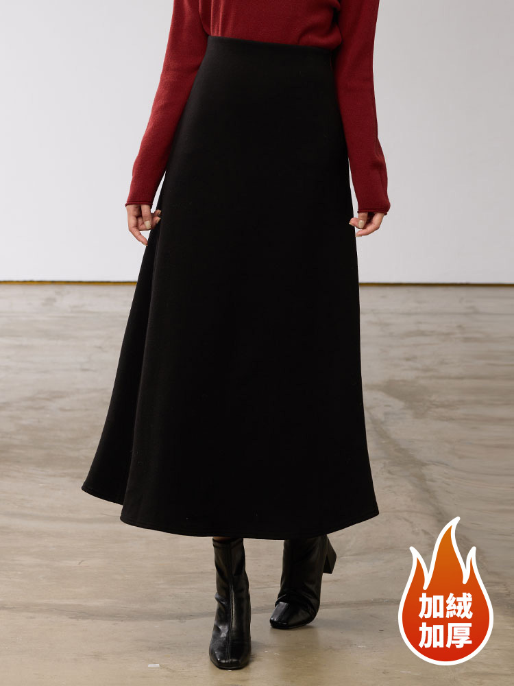 必備刷絨顯瘦A字長裙
