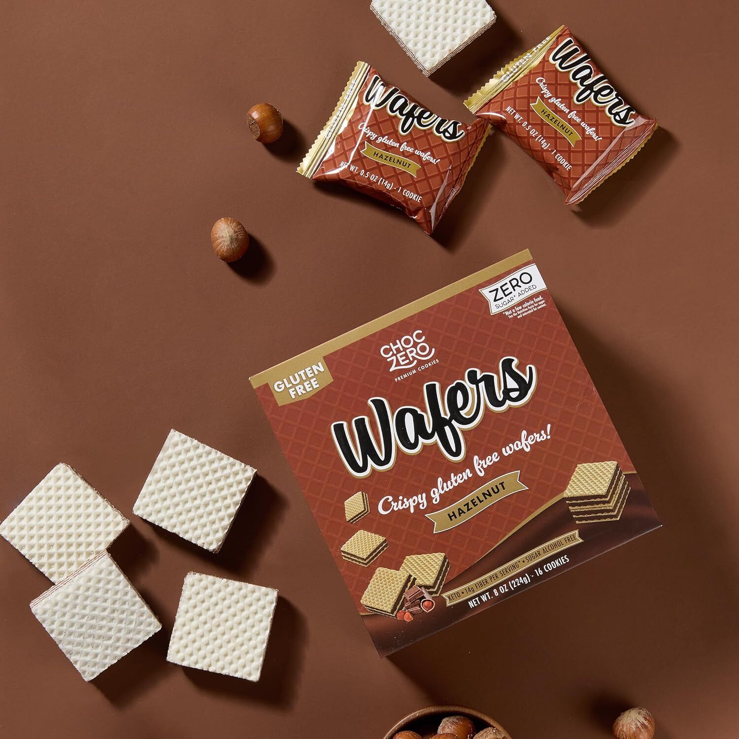 Choczero 無麩質榛子朱古力威化餅 #無添加糖 224g -16塊威化餅