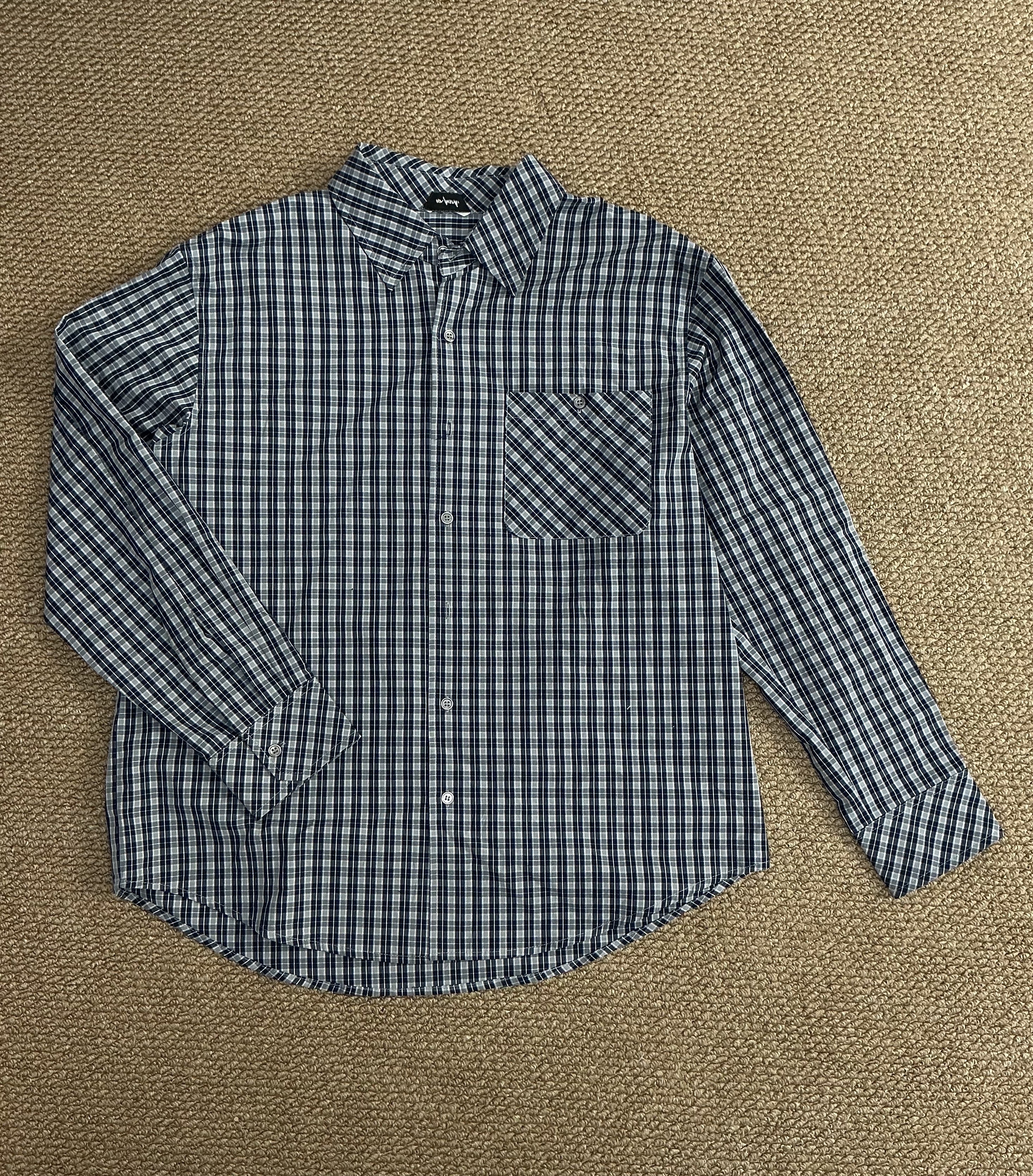 W00104藍灰格子襯衫