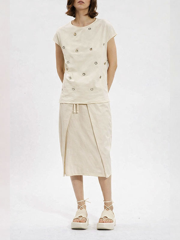 IXOS 造型抽繩裙(米)