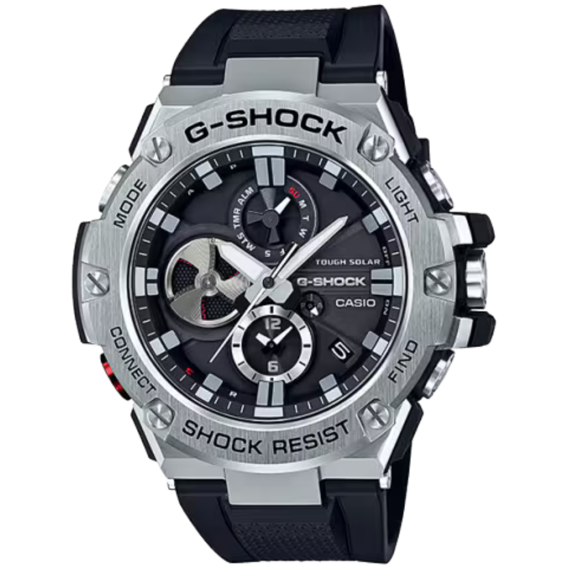 【CASIO 卡西歐】 G-SHOCK 渦輪噴射引擎為主題 金屬錶殼 雙顯手錶 GST-B100-1A