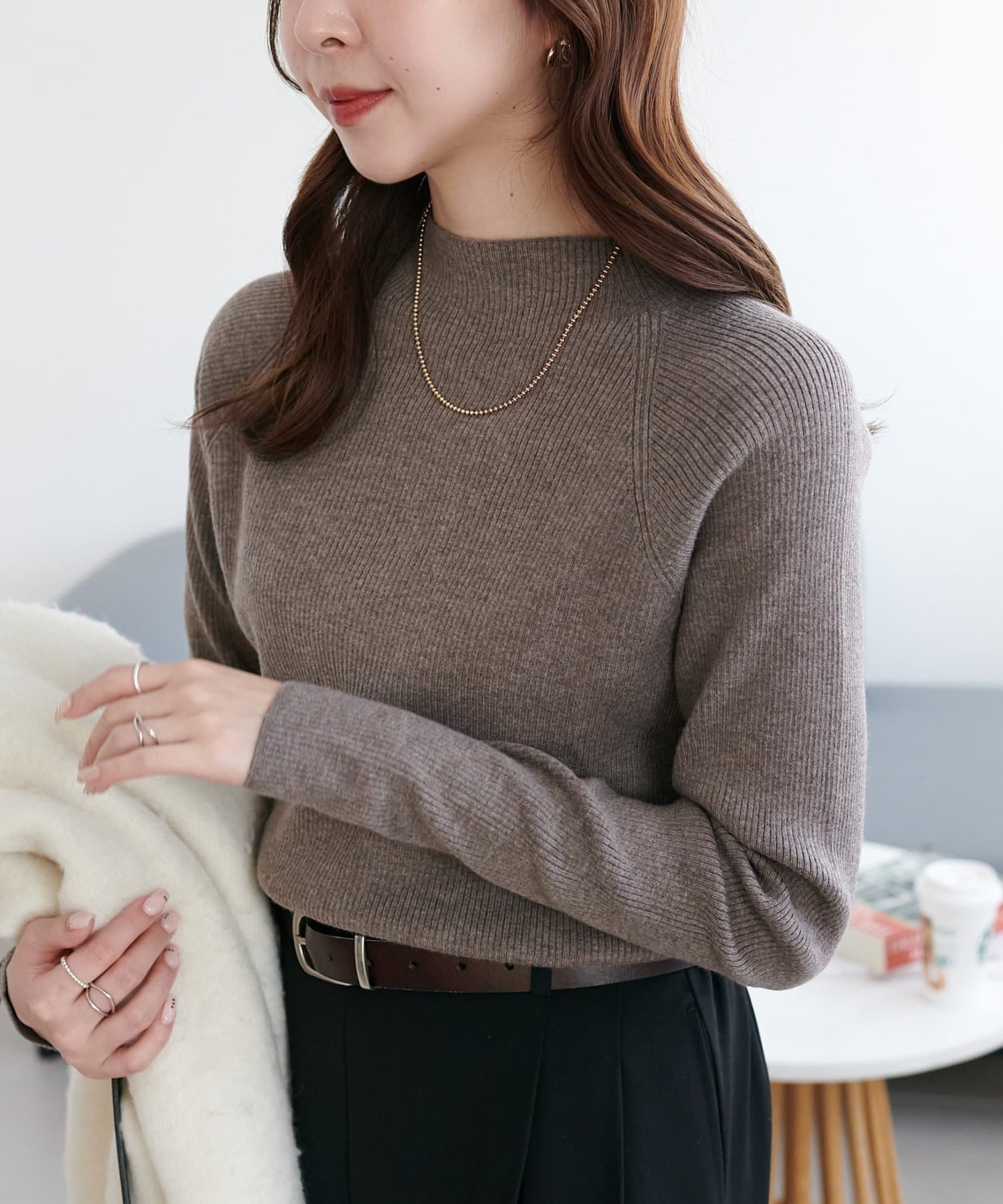 Discoat(ディスコート)  【新色追加！】リブハイネックプルオーバー《WEB限定カラーあり》摩卡（DCZ10A2205A0006）