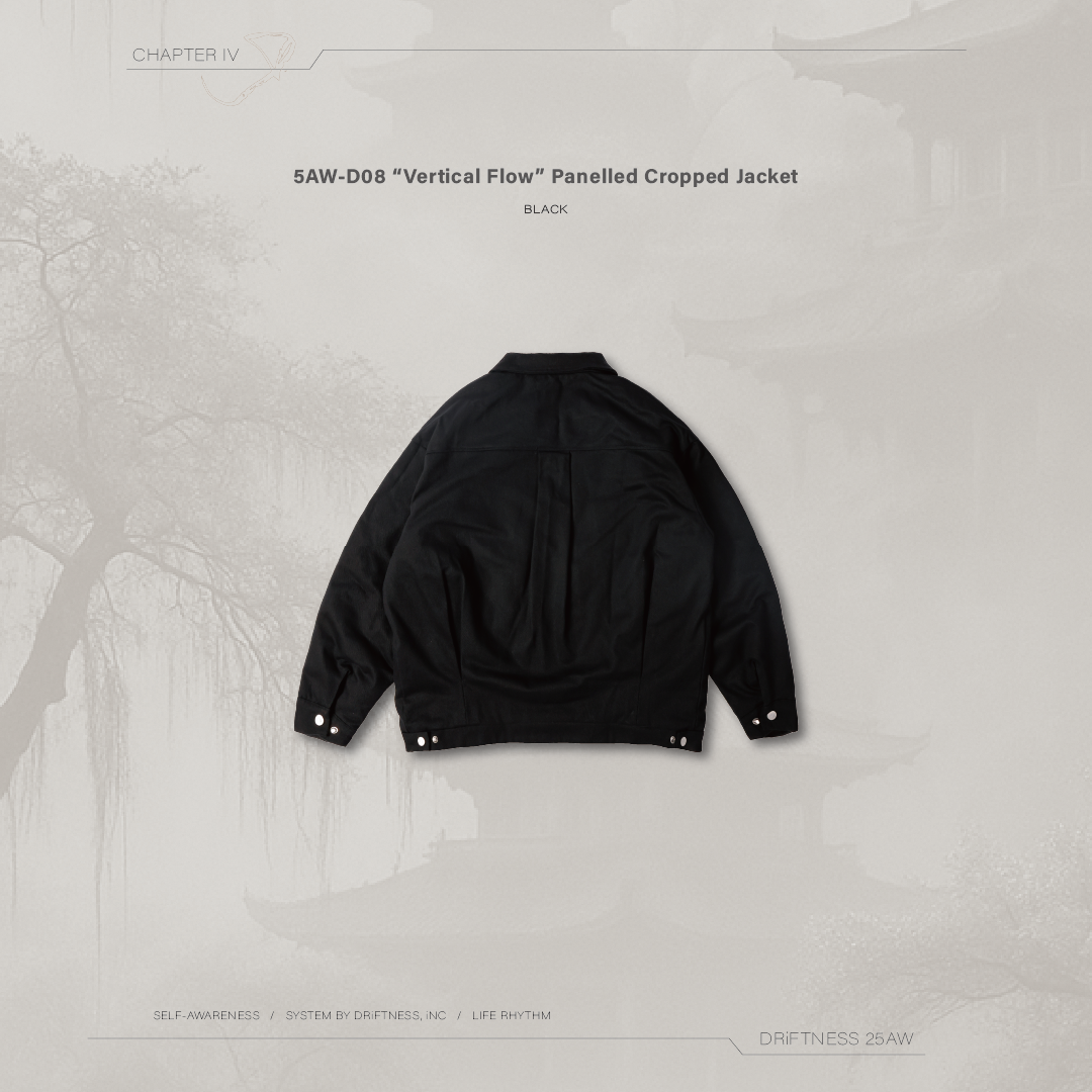 DRiFTNESS｜5AW-D08 "Vertical Flow"  拼接流線短版外套 - Black