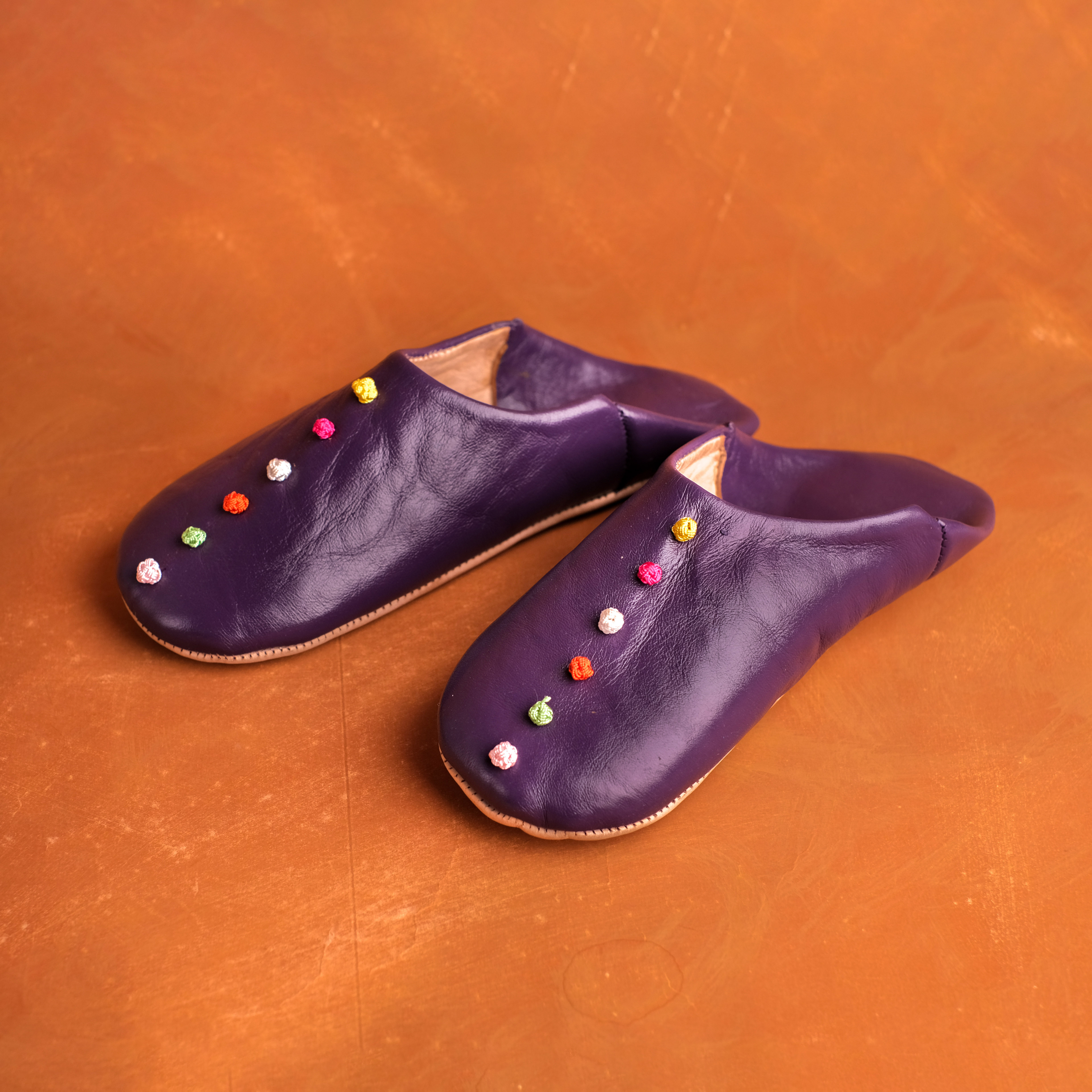 柏柏手工鞋 ｜繡球紫 - 圓｜摩洛哥