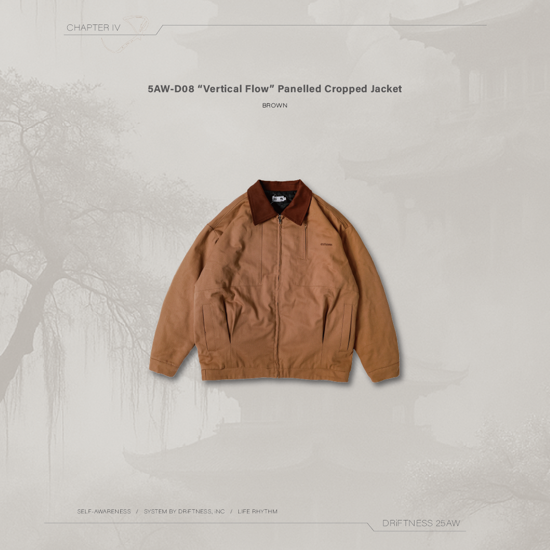 DRiFTNESS｜5AW-D08 "Vertical Flow"  拼接流線短版外套 - Brown