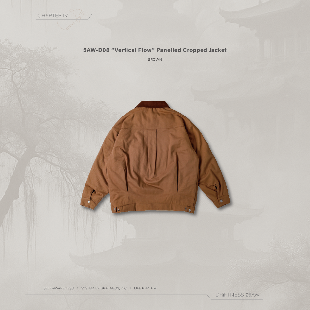 DRiFTNESS｜5AW-D08 "Vertical Flow"  拼接流線短版外套 - Brown