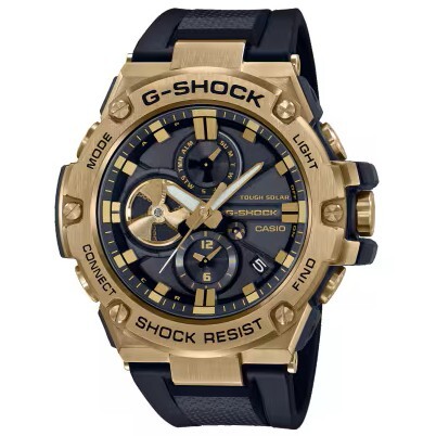 預購款【CASIO 卡西歐】 G-SHOCK 渦輪噴射引擎為主題 金屬錶殼 雙顯手錶 GST-B100GB-1A9