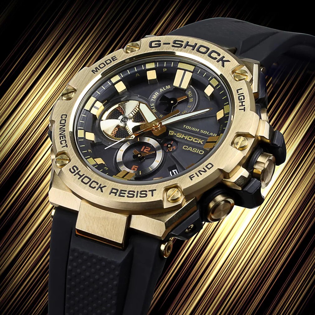 預購款【CASIO 卡西歐】 G-SHOCK 渦輪噴射引擎為主題 金屬錶殼 雙顯手錶 GST-B100GB-1A9