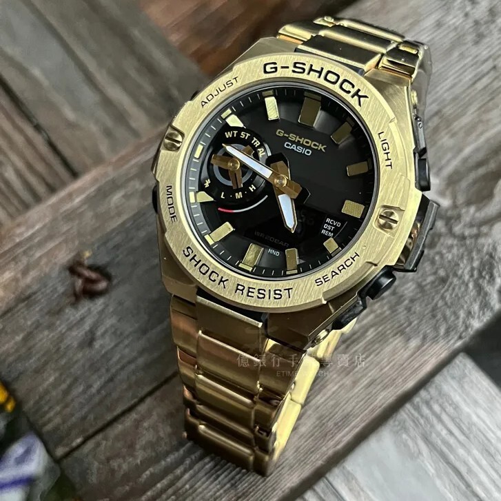 【CASIO 卡西歐】 G-SHOCK 渦輪噴射引擎為主題 金屬錶殼 雙顯手錶 GST-B500GD-9A