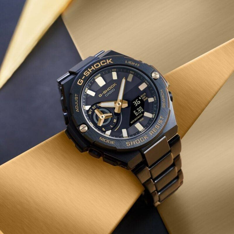 預購款【CASIO 卡西歐】 G-SHOCK 渦輪噴射引擎為主題 金屬錶殼 雙顯手錶 GST-B500BD-1A9