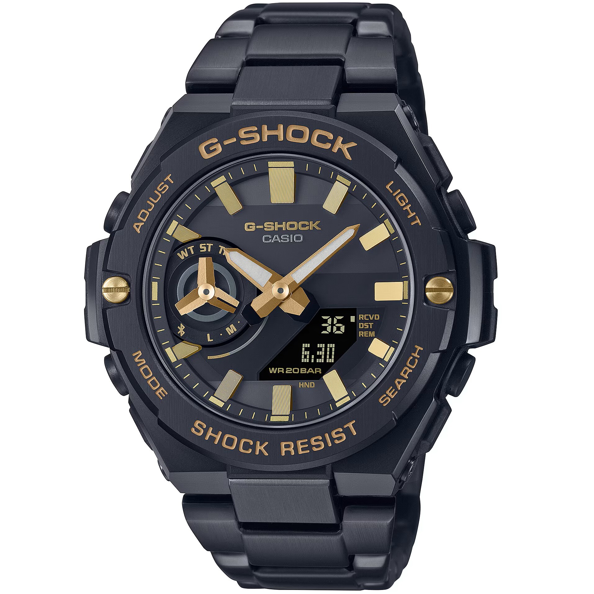 預購款【CASIO 卡西歐】 G-SHOCK 渦輪噴射引擎為主題 金屬錶殼 雙顯手錶 GST-B500BD-1A9