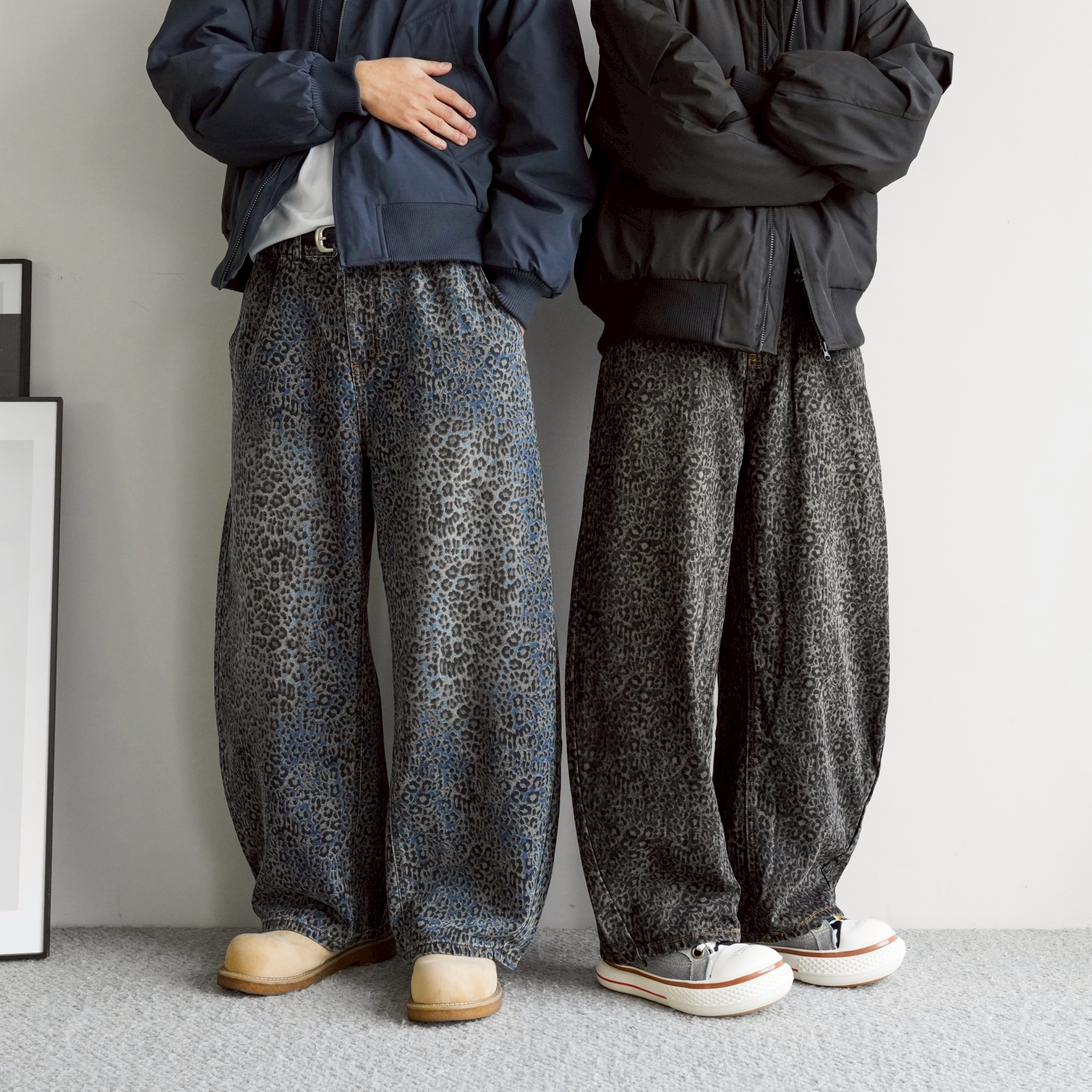 出清特賣 SBG 豹紋彎刀牛仔長褲【SB5828】