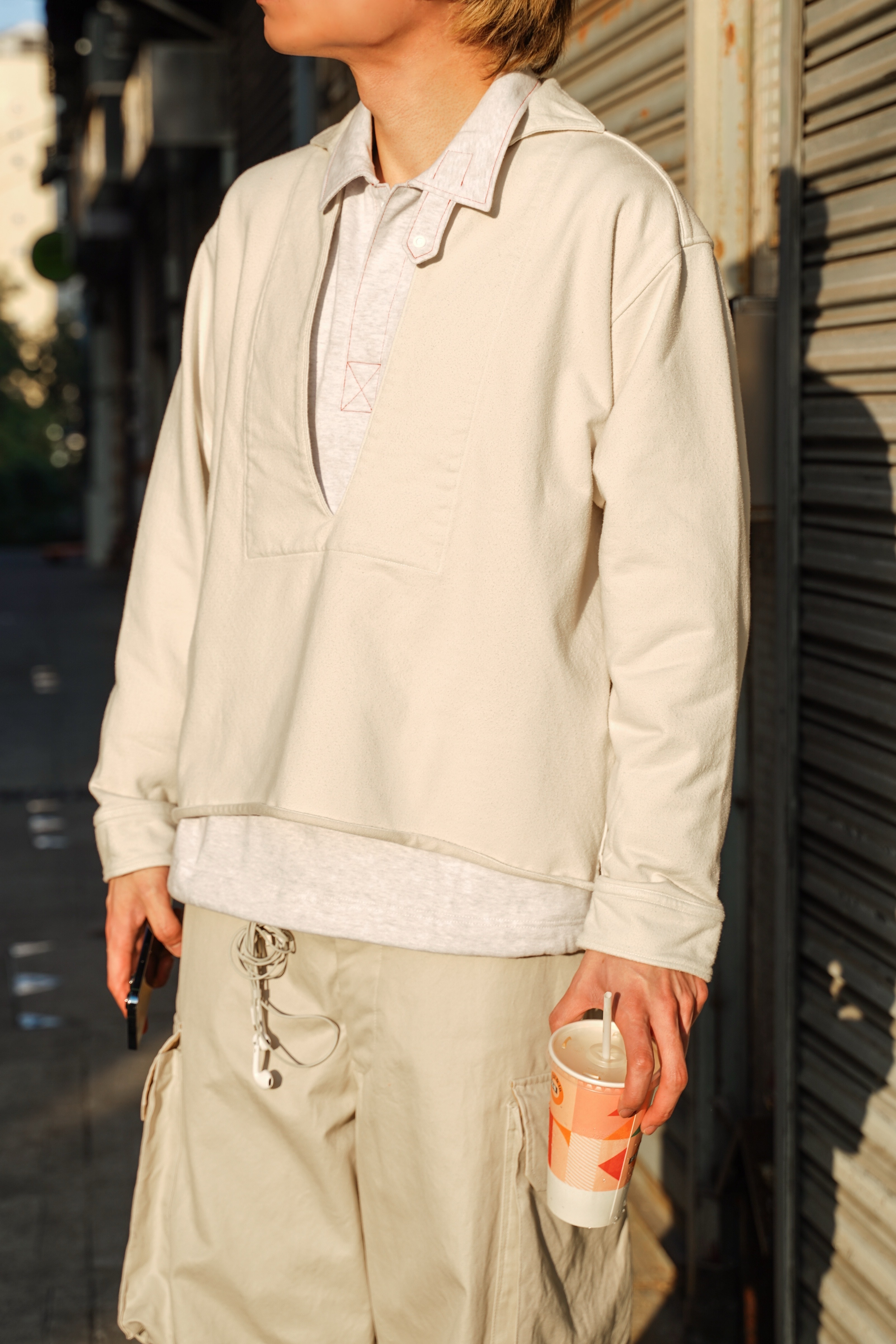 KANEMASA PHIL.｜36G Needle Punch Vneck Smog