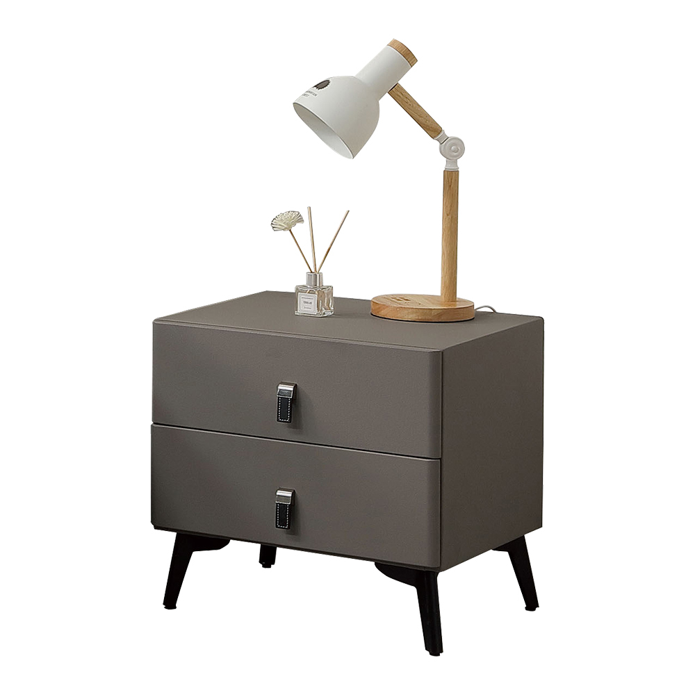 瑞亞1.5尺皮革床頭櫃/灰色床頭櫃/二抽收納櫃/置物小邊櫃/小茶几