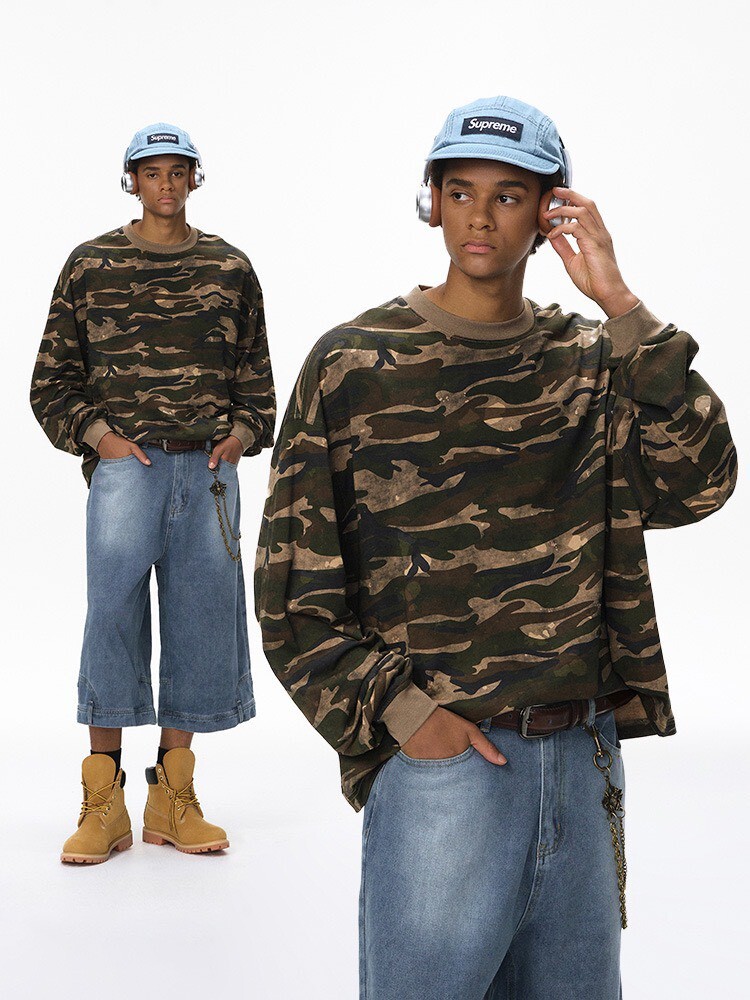 迷彩 BOXY 圓領 打底衫 #長袖