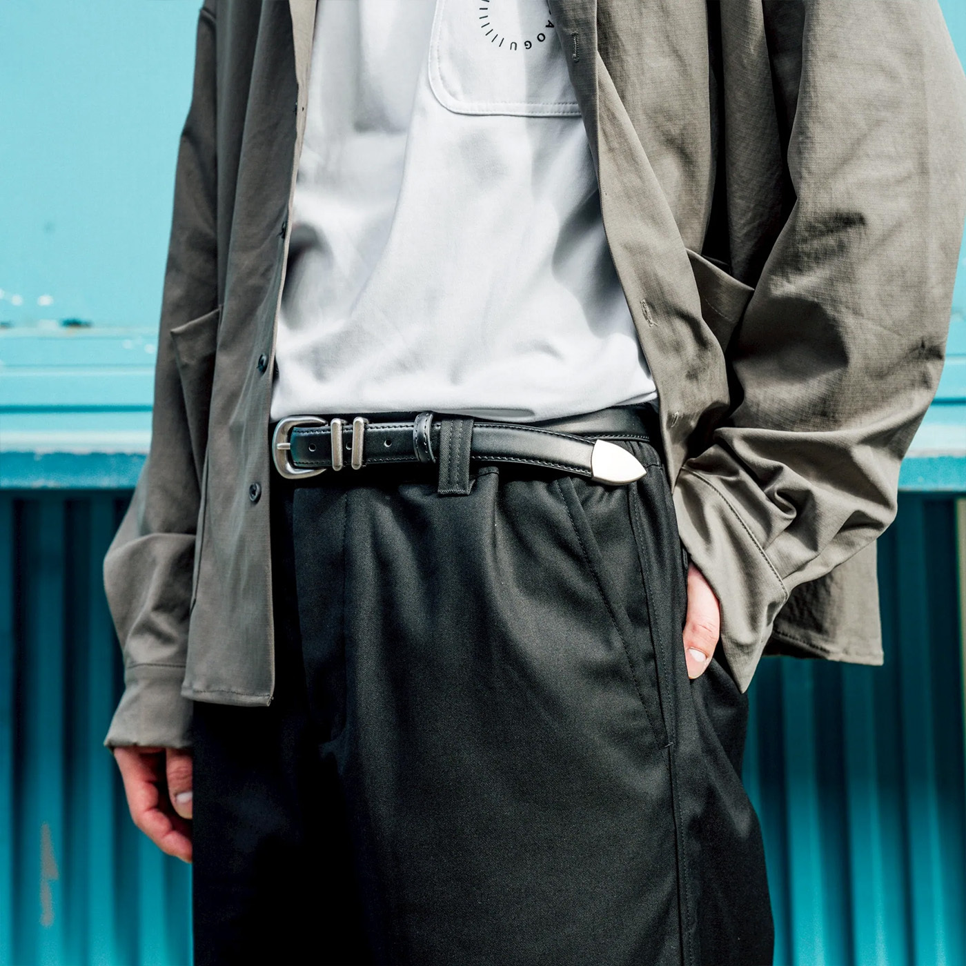 SBG 霧銀雙環真皮窄版皮帶【B0147】