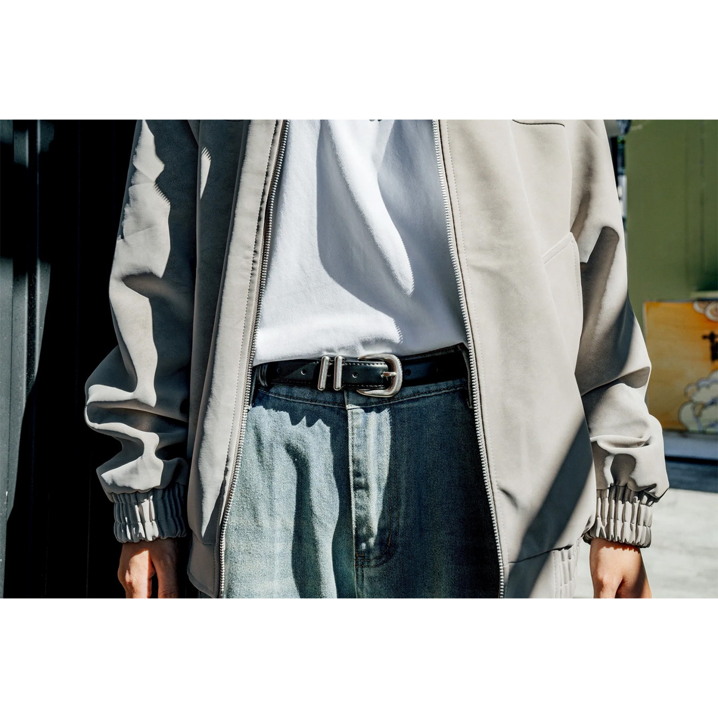 SBG 霧銀雙環真皮窄版皮帶【B0147】