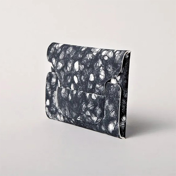 【te saho】皮製卡片夾 阿波和紙-黑