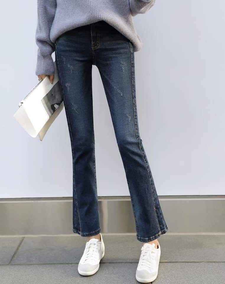 【現貨】內薄磨毛微喇叭牛仔褲｜修身顯腿長・秋冬不冰腿款