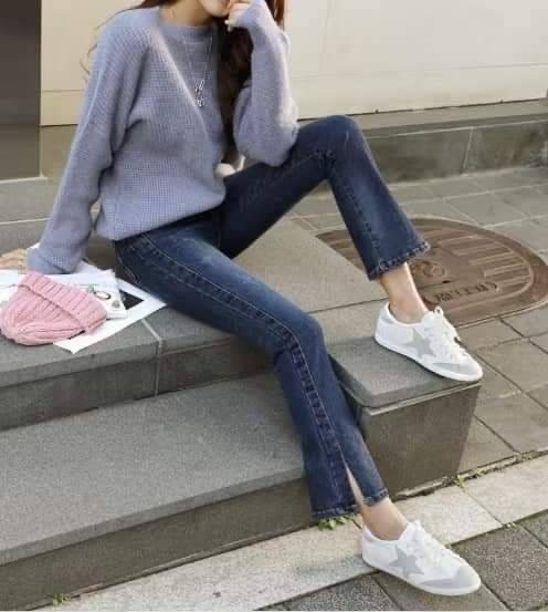 【現貨】內薄磨毛微喇叭牛仔褲｜修身顯腿長・秋冬不冰腿款