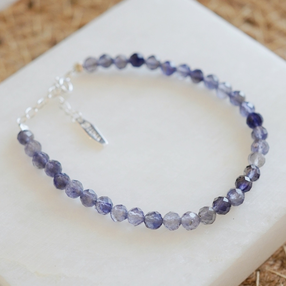 舊夢純銀手鍊(堇青石)/SB061|天然水晶 鑽石切面 女生串珠手鏈 原礦 飾品禮物 新年禮物 情人節禮物