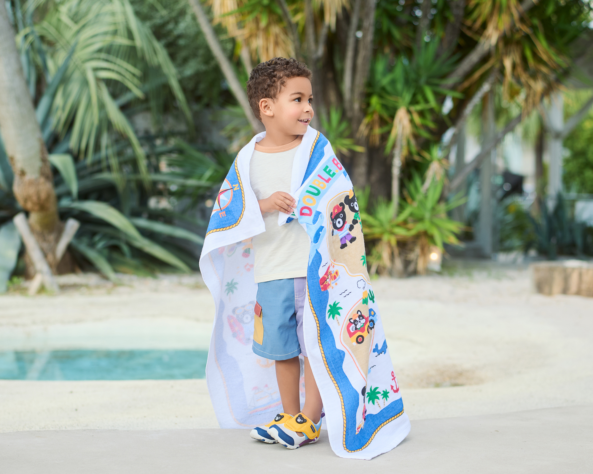 紗布浴巾（今治毛巾）-DOUBLE_B-藍色