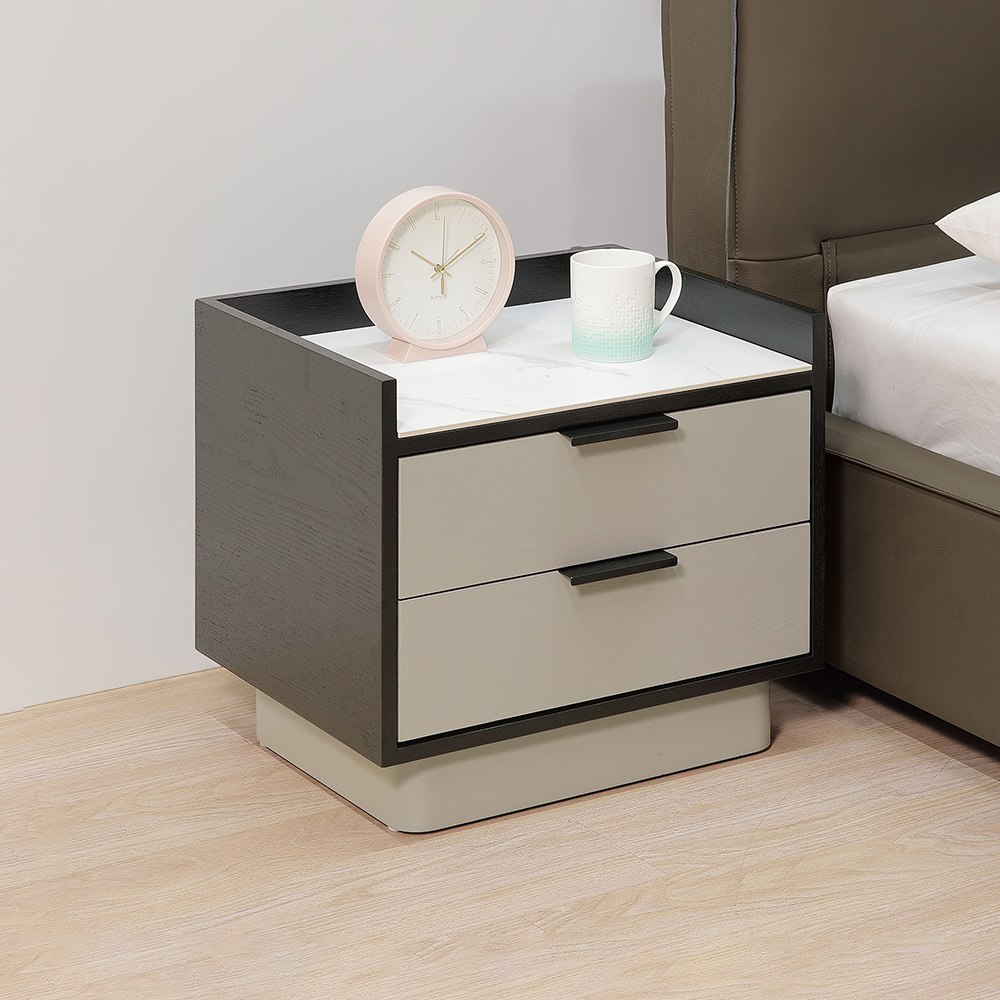 林登1.7尺岩板床頭櫃/二抽收納櫃/置物小邊櫃/小茶几