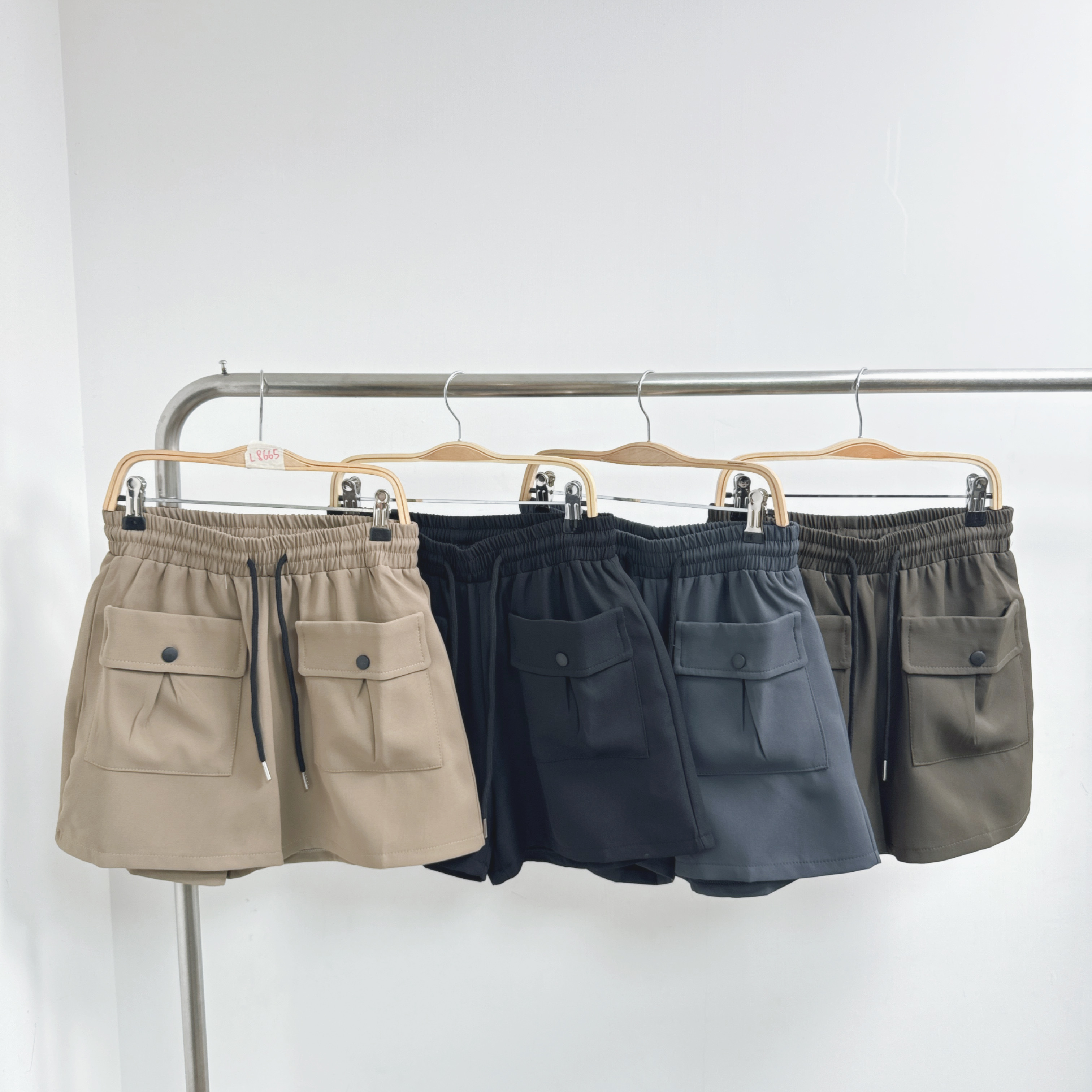 前立體口袋綁繩斜布短褲 (B6-B9)